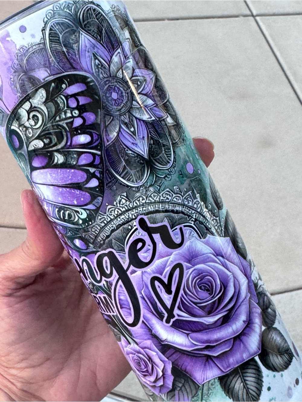 Stronger than the storm butterfly tumbler 20 oz - Picture 3 of 10